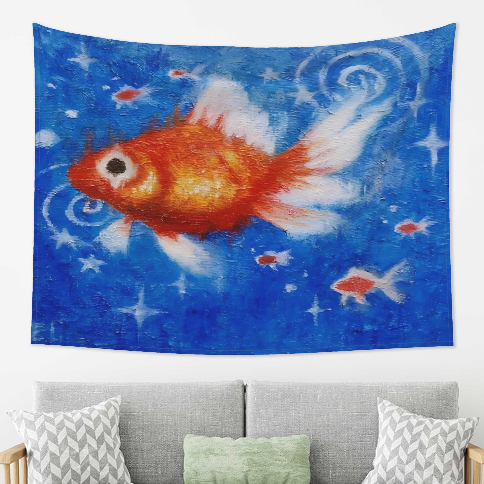 Home Decor Nautical - Gobelin z motywem tropikalnych ryb w