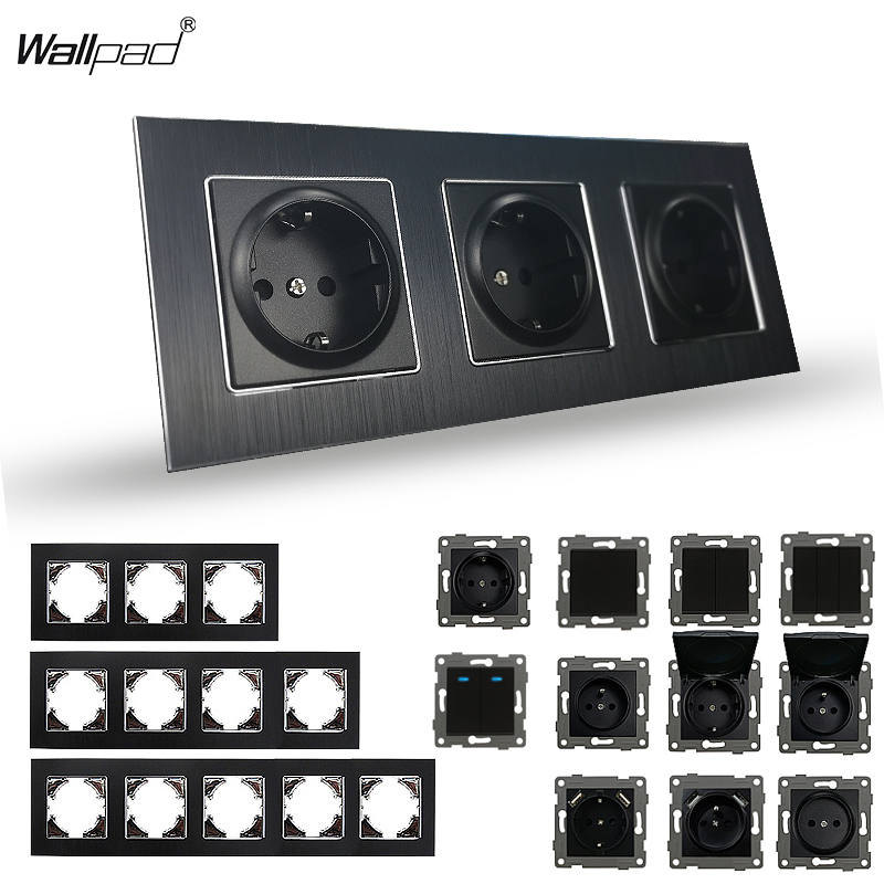Home Decor Outlet - Czarny metalowy panel DIY EU Gniazdka