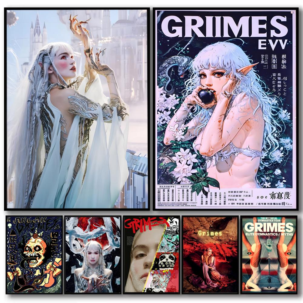 Home Decor Magazine - Plakat z piosenkarką pop G_Grimes, naklejki