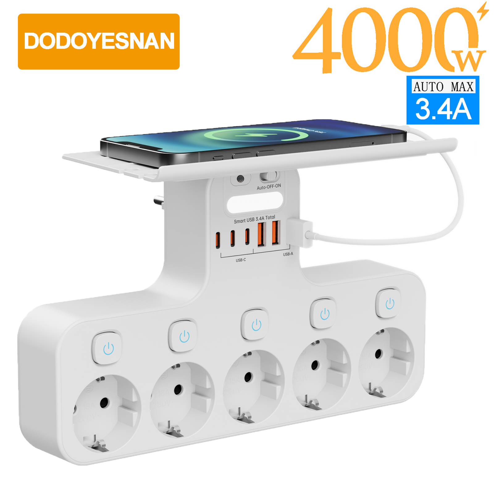 Home Decor Outlet - Listwa zasilająca ścienna z wtyczką EU,