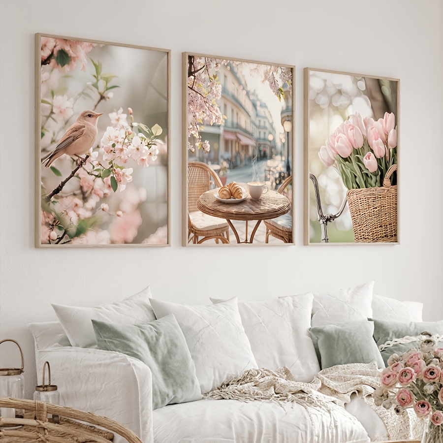 Home Decor Tulip - 3 szt./zestaw Romantyczny Paryski Ulica Obraz