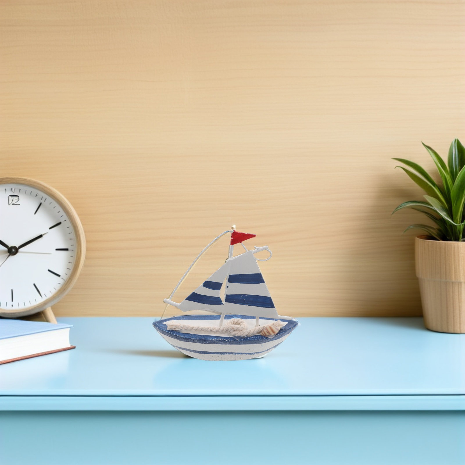 Home Decor Nautical - Drewniana żaglówka, miniaturowy statek morski, dekoracja