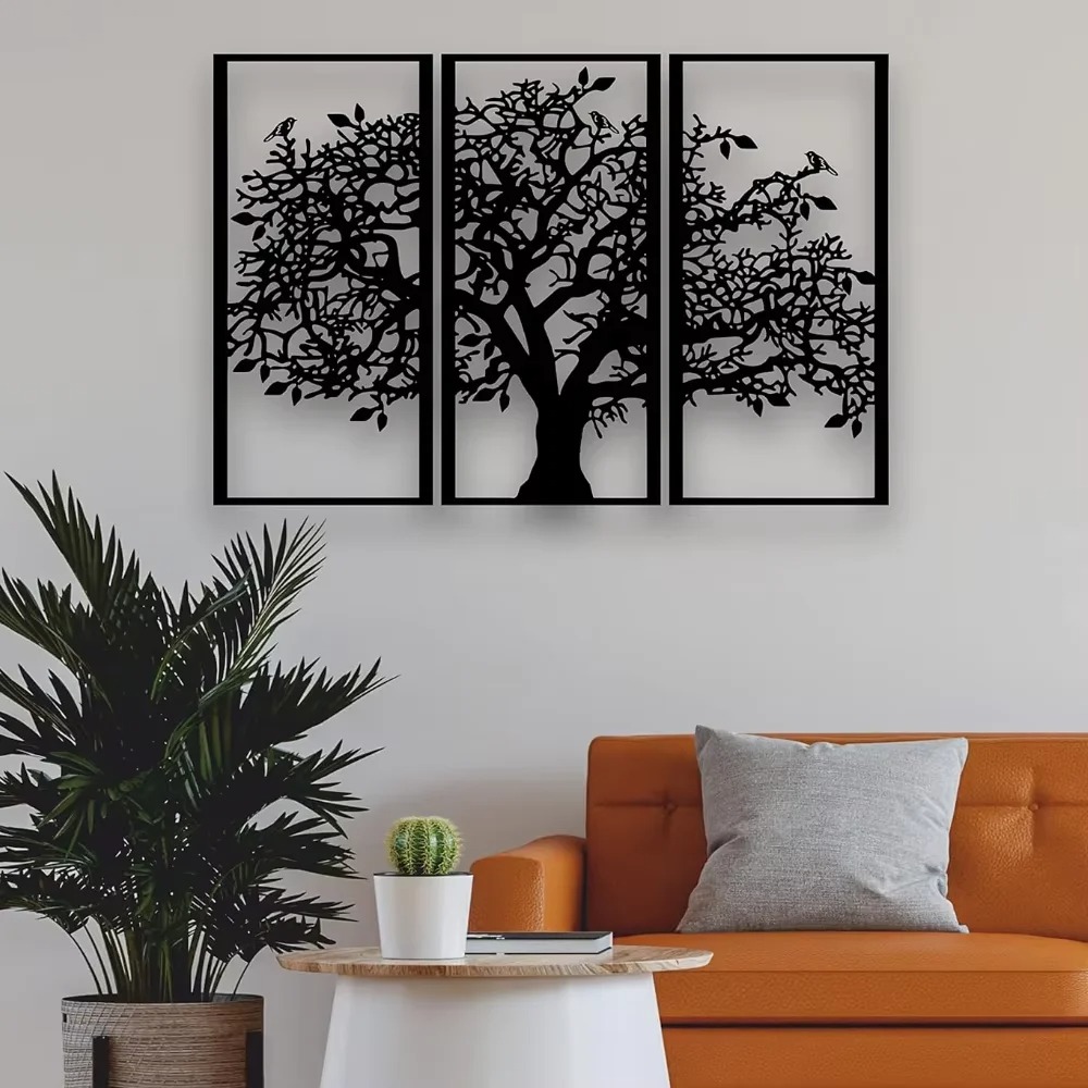 Home Decor Etsy - 3 szt. Metalowe dekoracje ścienne drzewo