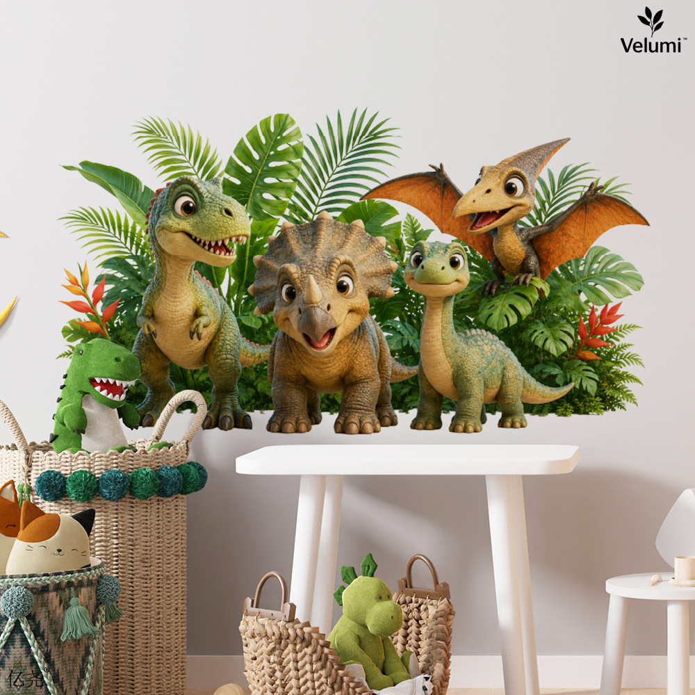 Home Decor Etsy - Urocze naklejki ścienne 3D z dinozaurami,