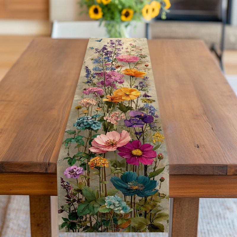 Elegancki kwiatowy bieżnik na  – Linen Table Runner recenzja i cena