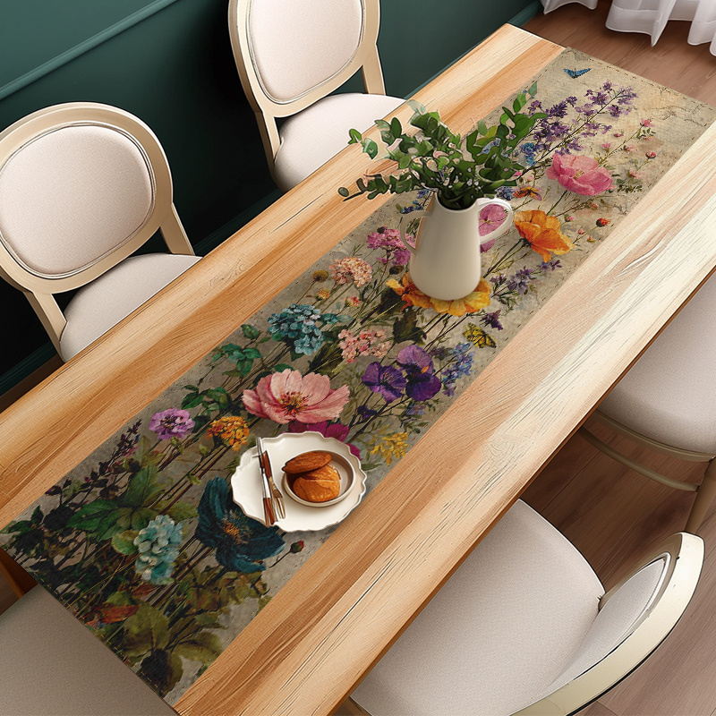 Elegancki kwiatowy bieżnik na  – Linen Table Runner recenzja i cena