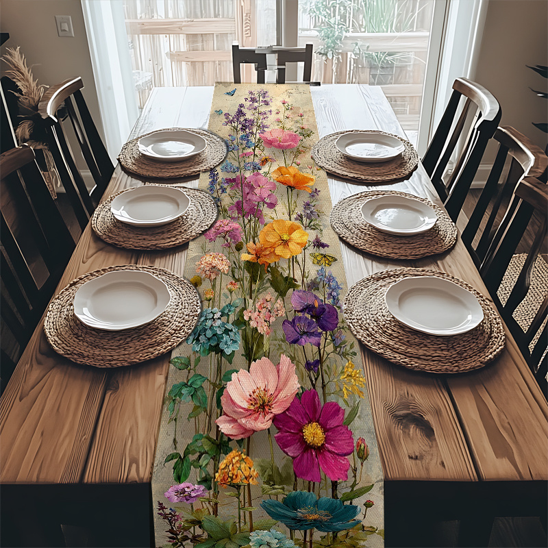 Elegancki kwiatowy bieżnik na  – Linen Table Runner recenzja i cena