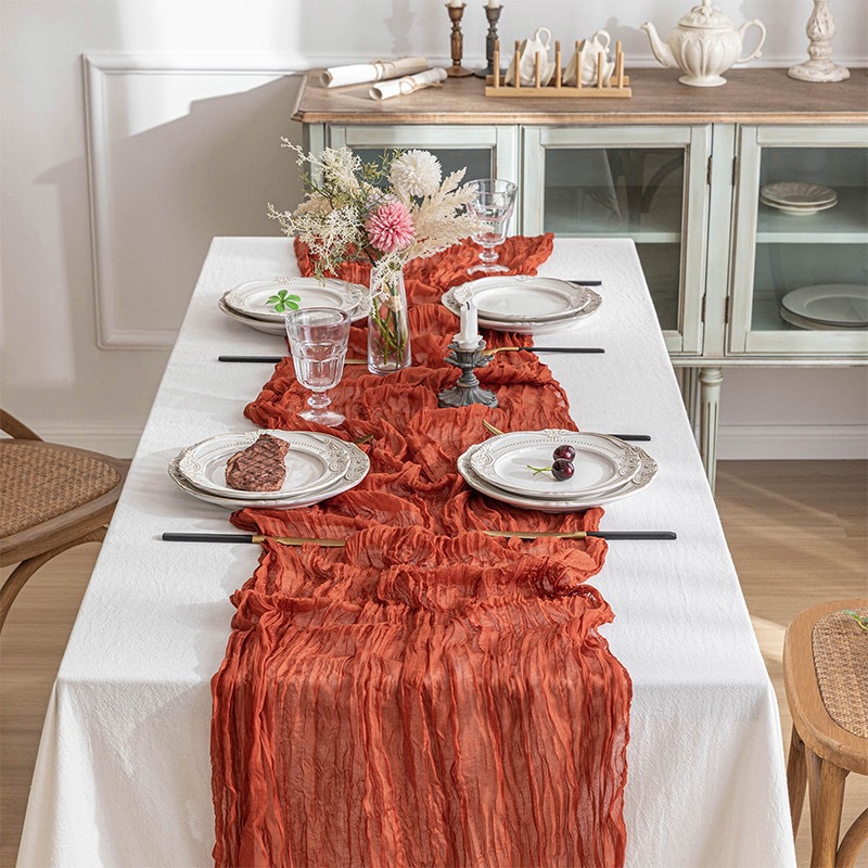 Boho Gazyjny Bieżnik na Stół,  – Linen Table Runner recenzja i cena